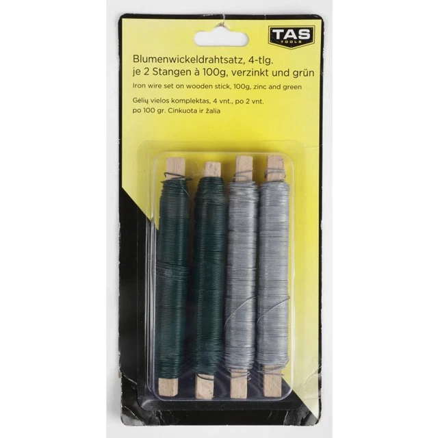 6x TAS Blumenwickeldraht 4er Set 100g Stangen Verzinkt Grün Binden Garten Bastel