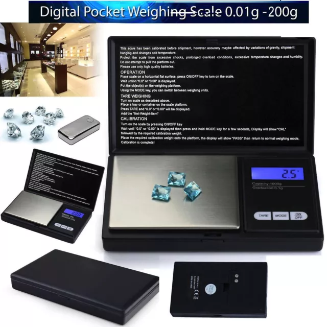 0.1G-100G Digital Weighing Scales Pocket Grams Small Kitchen Gold Jewellery