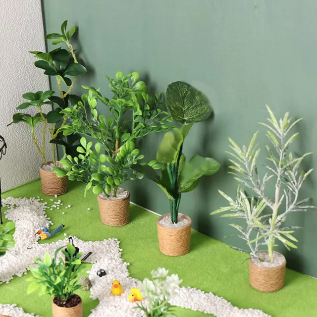 Dollhouse Mini Tree Potted Plant Green Leafed Plant Bonsai Home Garden Decor  Sp