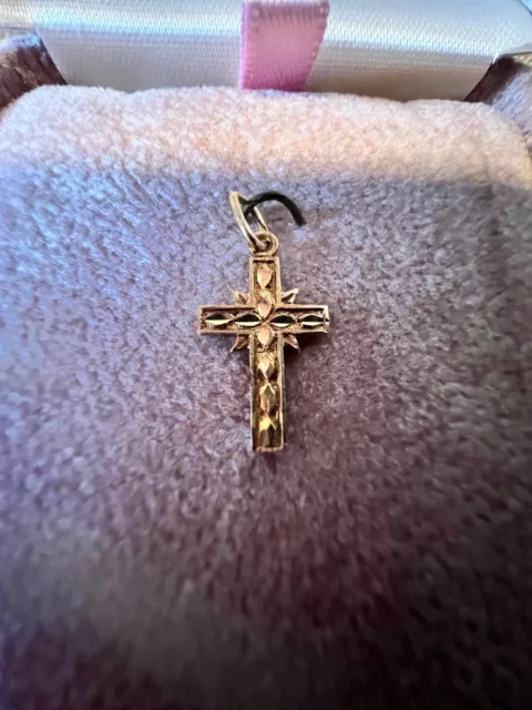 14KT Yellow Gold Detailed, Etched MINI Baby Size Crucifix Cross Pendant Charm