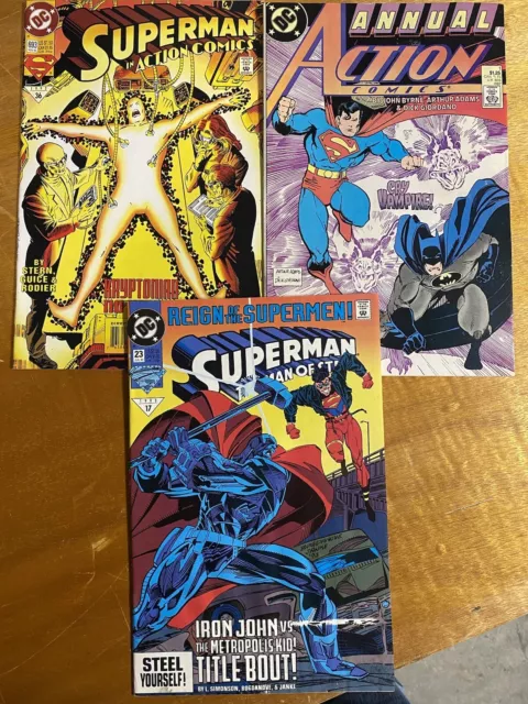 Action/Superman, Man of Steel DC Comic lot (3) Copper/Modern Age Comics