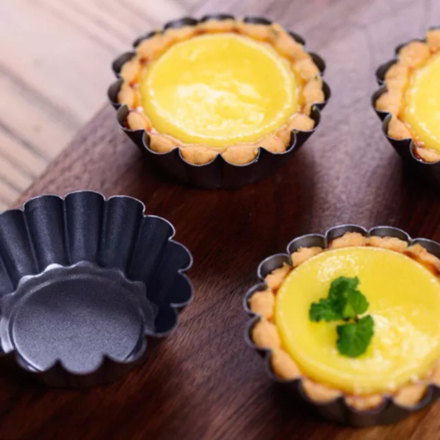 12Pcs Mini Round Nonstick Tart Pan Tartlet Molds Egg Tart Tin Muffin Cake Molds 2