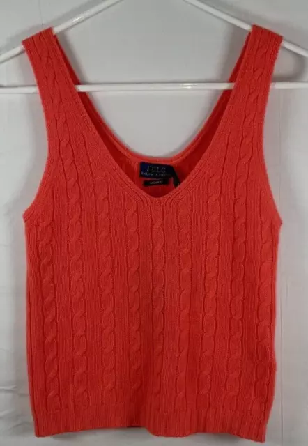 Polo Ralph Lauren Womens Cashmere Cable Knit Tank Top Pink , Size - XL