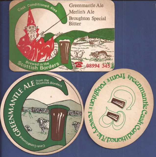 Broughton Brewery Greenmantle Ale (1979-date) - Three (3) Beer Mats : 1990s