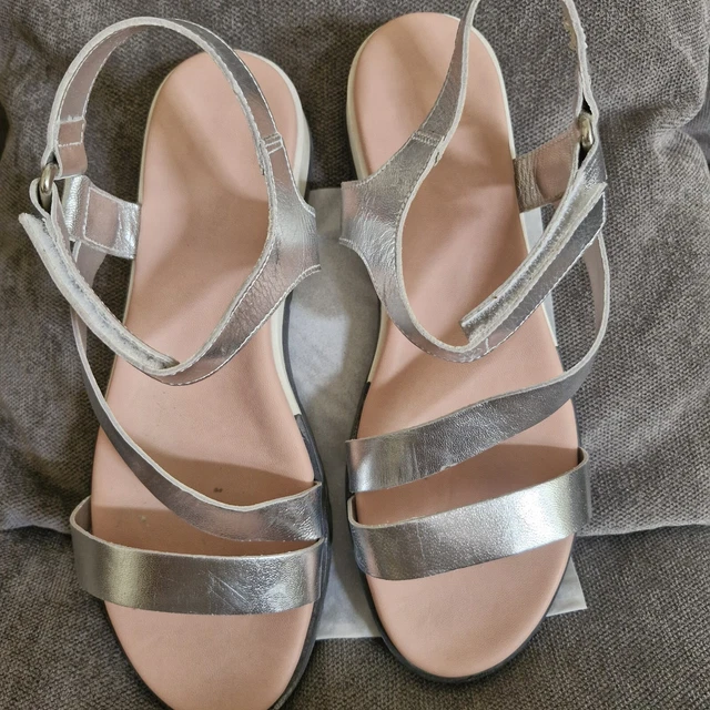 FAITH LADIES LEATHER Silver Sandals 6.00 PicClick UK