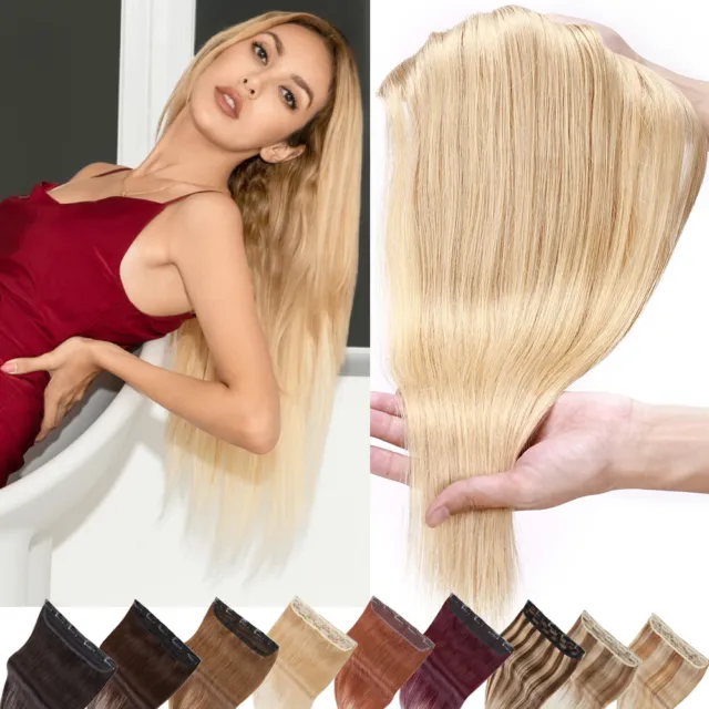 One Piece Clip In 100% Real Remy Human Hair Extensions 3/4 Full Head Short Long