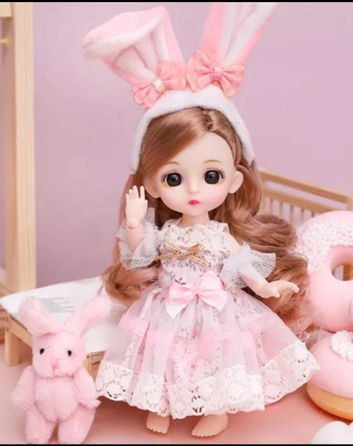 New 13 Movable Jointed Princess Dolls with clothes, Mini 16cm 1/12 BJD 3D eyes