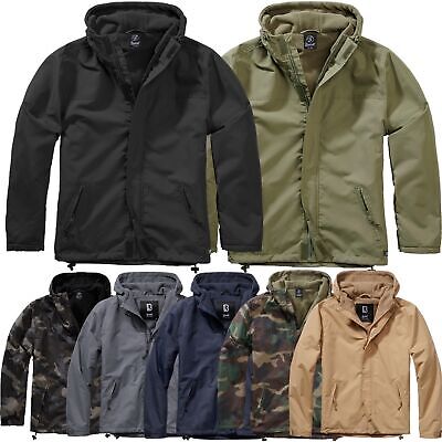 Brandit Uomo Autunno Inverno pioggia giacca windbreaker foderati in pile frontzip 