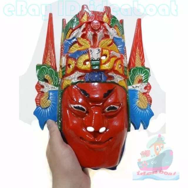 Chinese Folk Art Wood Hand Carved Painted NUO MASK Walldecor - Dixi(local drama)