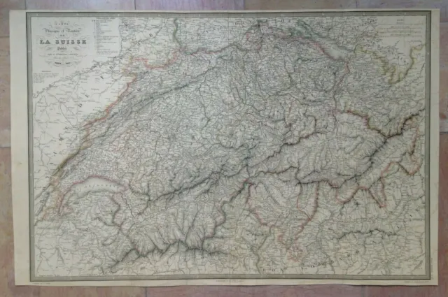 Switzerland 1837 Andriveau-Goujon Large Antique Map 19Th Century