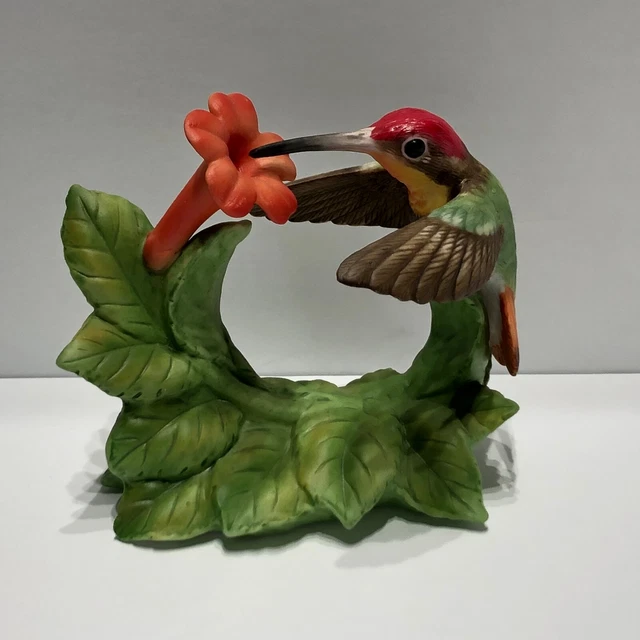 Ruby Topaz HUMMINGBIRD Trumpet Creeper BRONSON COLLECTIBLES 1996 Vintage Gift