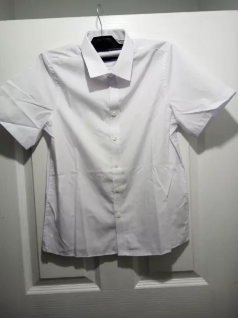 Ex-MS 3X Boys SHORT Sleeve School Uniform Shirt White Size 11 -12 years