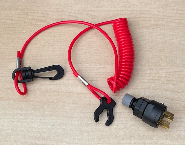 BOAT OUTBOARD ENGINE Motor Kill Stop Switch w/ Safety Tether Lanyard