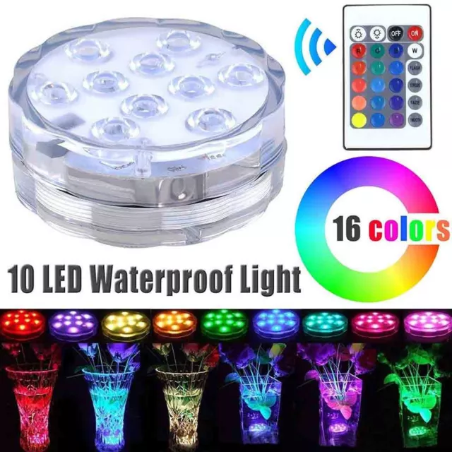 RGB 10 LEDs Unterwasser Lampe Unterwasserlicht Poolbeleuchtung +Fernbedienung