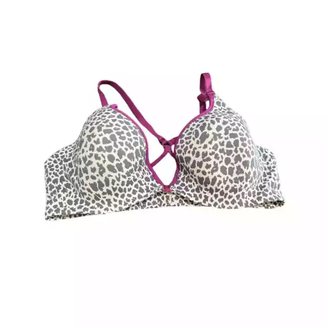 Barely There Cheetah Bow Detail Adjustable Straps Bra Womens Size 36B