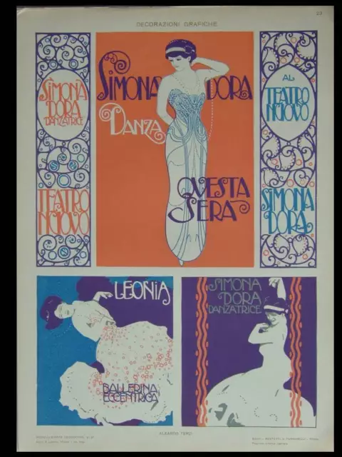 Jugendstil Theatre Plakate - 1910 Lithographie- Aleardo Terzi, Art Nouveau, Oper