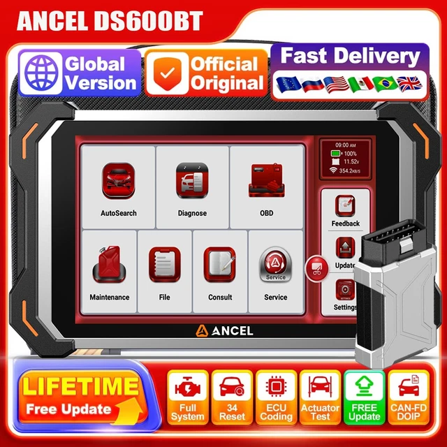 ANCEL DS600BT AUTO Scanner ECU Coding Bidirectional DOIP OBD2 Car ...