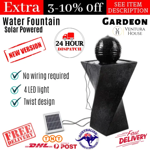 Solar Powered Fountain Water Twist Design with LED Lights Garden Outdoor/Indoor