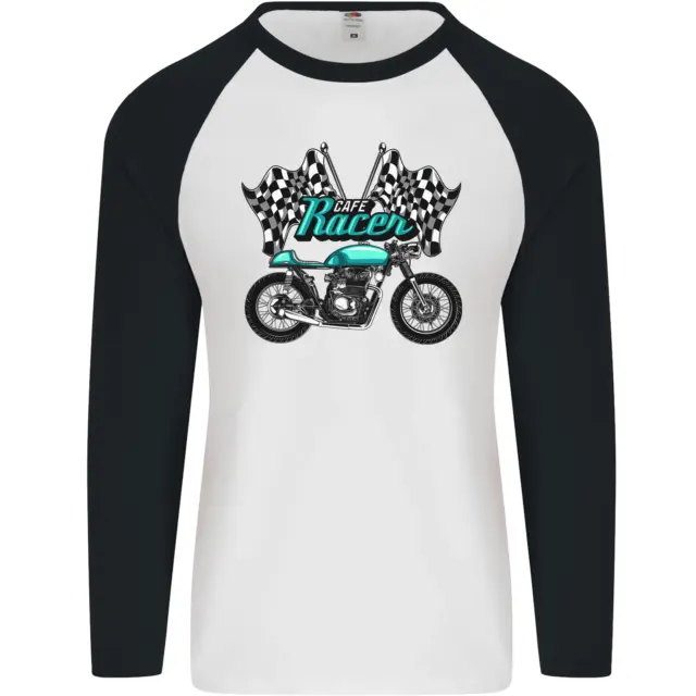 Cafe Racer Biker Motorcycle Motorbike Mens L/S Baseball T-Shirt
