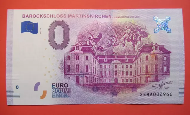 0 Euro Schein "Barockschloss Martinskirchen" 2018-1 Germany | Billet € Souvenir