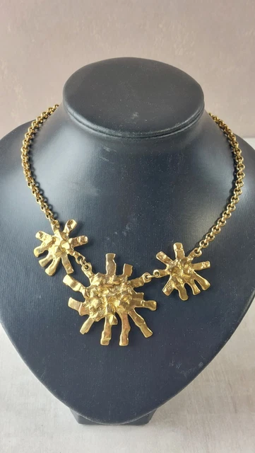 Collier Vintage En Métal Doré Orena Motif Feuilles - Occasion, Bon état