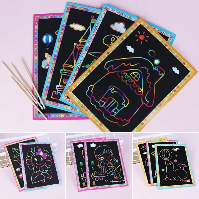 Educational Kids DIY Scratch Book Coating Drawing Graffiti Painting Doodling