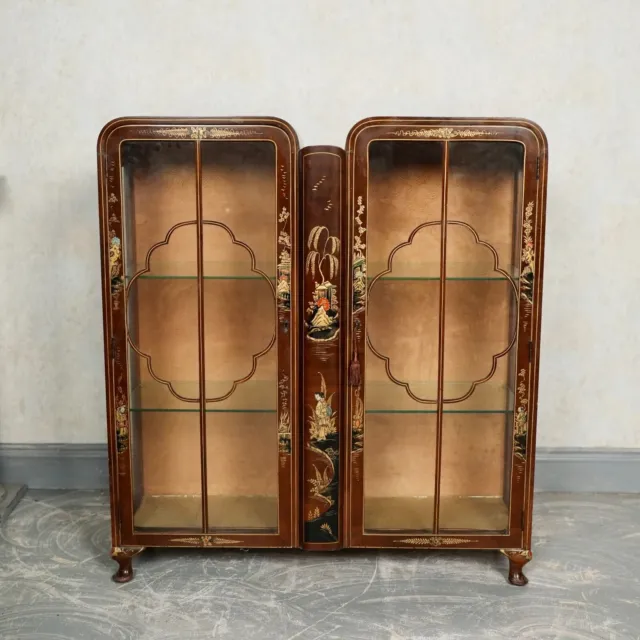 Chinoiserie Glazed Bookcase Turnidge Chinese Vintage Oriental Display Cabinet