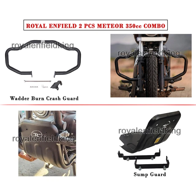 ROYAL ENFIELD &CRASH Engine Guard & Sump Guard, Black" For Meteor 350cc