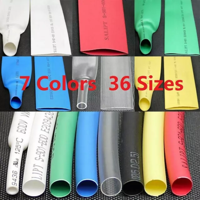 Heat Shrink Tube 2:1 Cable Wire Heatshrink Tube/Sleeving Sizes From 0.6mm - 80mm