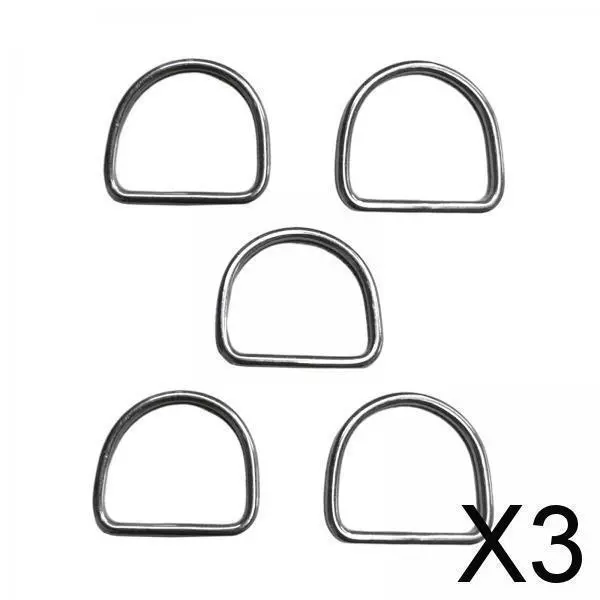 3X 5 Piezas Anillos en D de Metal, Robustos Anillos en D de Acero Inoxidable Para Proyectos de Costura de Cinturones,