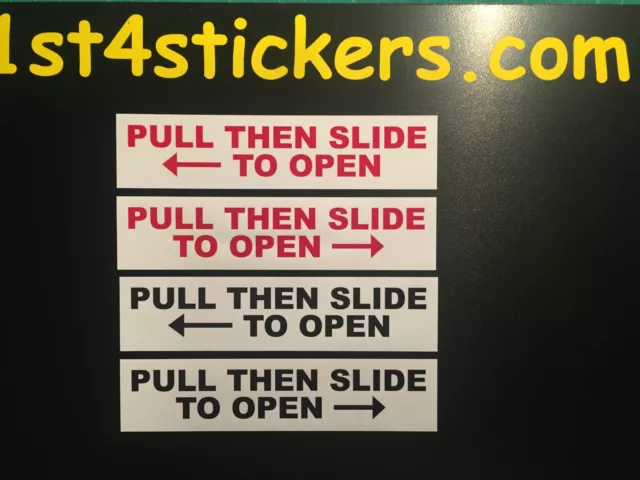 PULL THEN SLIDE TO OPEN  VINYL STICKER MINIBUS TAXI BUS COACH VAN choice of size