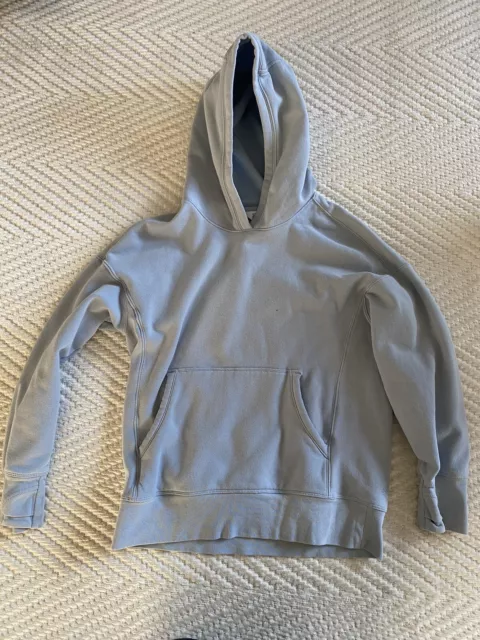 Athleta Girl Sweatshirt Hoodie Fleece Lined Blue Side Slits Size L 12