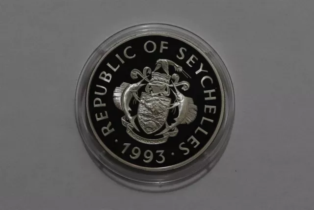 🧭 🇸🇨 Seychelles 25 Rupees 1993 Silver Proof Coronation B70 Tt15 3