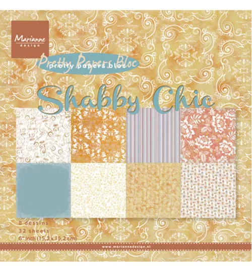 Design Motivpapier - Shabby Chic - 32 Bogen / 8 Motive / 15x15 cm