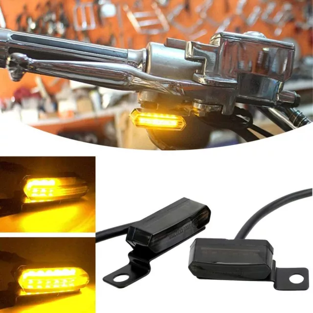 Motorcycle Sequential LED Mini Blinkers Turn Signal Amber light For Harley Black