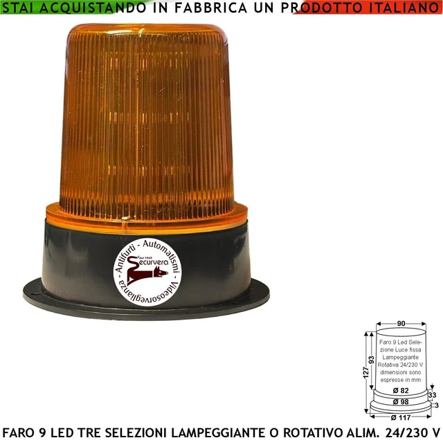 LAMPEGGIANTE EMERGENZA 12V BASE MAGNETICA LAMPADA EFFETTO ROTANTE AUTO