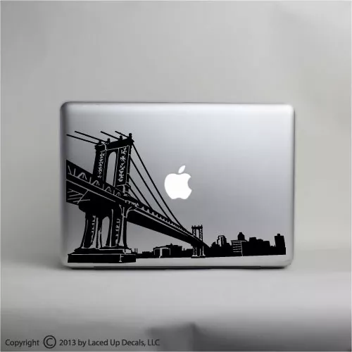 Brooklyn Bridge skyline macbook laptop skin vinyl decal, New York City Manhattan