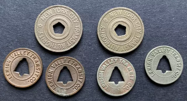 Exonumia, Transportation Transit Authority, Lot of 6 Tokens, NY & Lehigh Valley Exonumia, Transportation Transit Authority, Lot of 6 Tokens, NY & Lehigh Valley