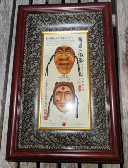 Framed The Mask Play Of Hahoe Byeolsin Exorcism Bunae & Yangban Korean 7"x10.75"
