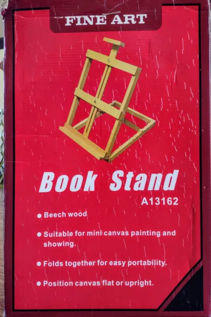 Adjustable Folding Beeched Wooden Book Display Stand Easel Vintage NIB