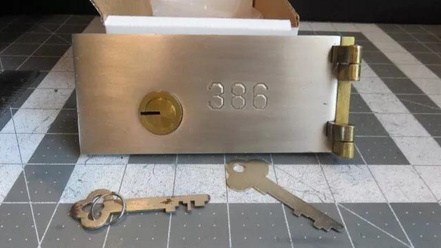 Antique L.L. Bates 1886 Safety Deposit Box Door, Hinges, 1 Op & 1 Guard Key #386