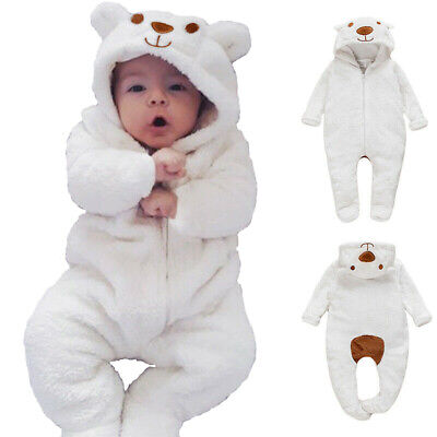 Newborn Baby Boy Kids Bear Hooded Romper Jumpsuit Bodysuit Clothes Outfits Set