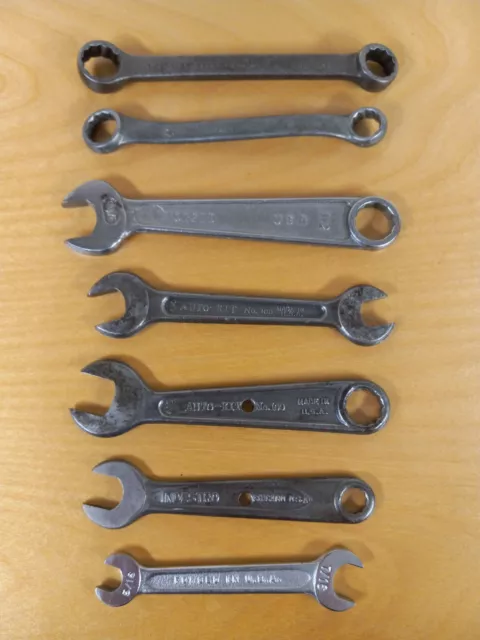 Collection of 7 Vintage Wrenches - Plomb, Indestro, Auto-Kit, Vlchek - USA