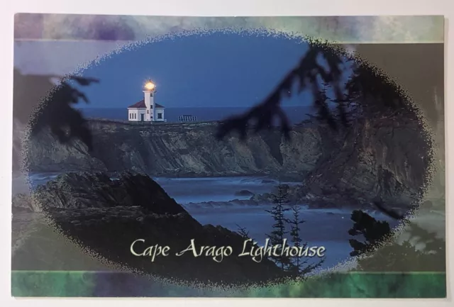 Postcard Cape Arago Lighthouse Coos Bay Oregon View at Dusk Photo By Astillero