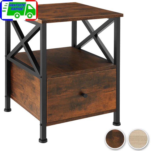 Table de chevet Falkirk chambre à coucher meuble de rangement style industriel