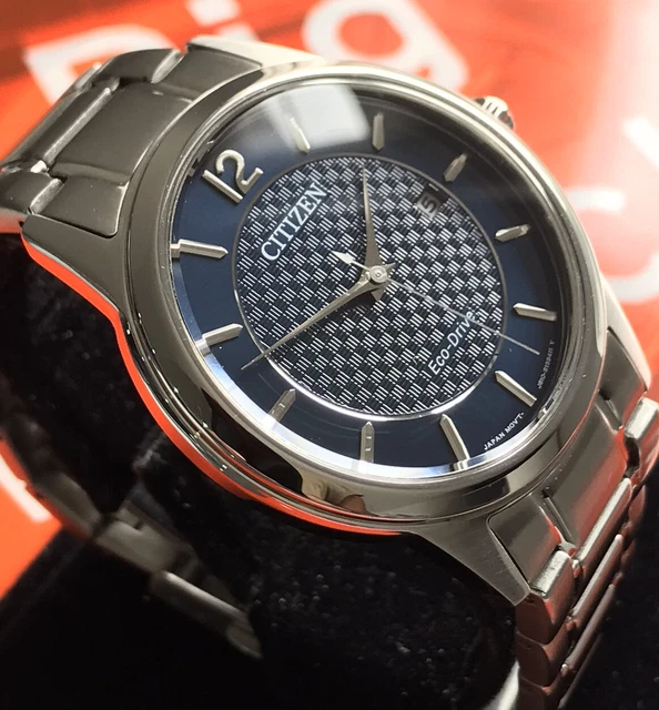 MENS GENUINE CITIZEN Eco Drive Solar Watch Navy Blue Designer Watch