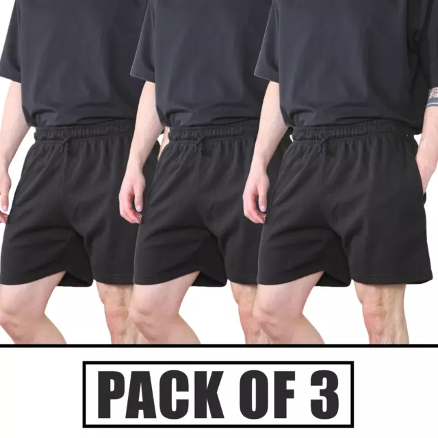 3 Pack Mens Fleece Shorts Jersey Plain Elasticated Gym Sweat Plus Jogger Jogging