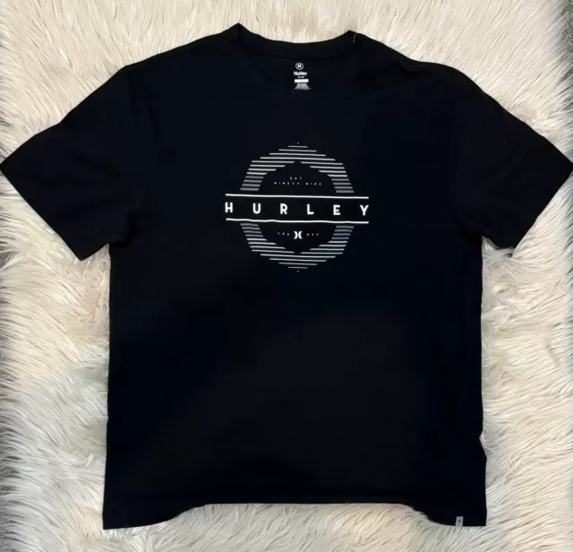 Hurley Mens  Graphic Print Logo Short Sleeve T-Shirt - Black XXL