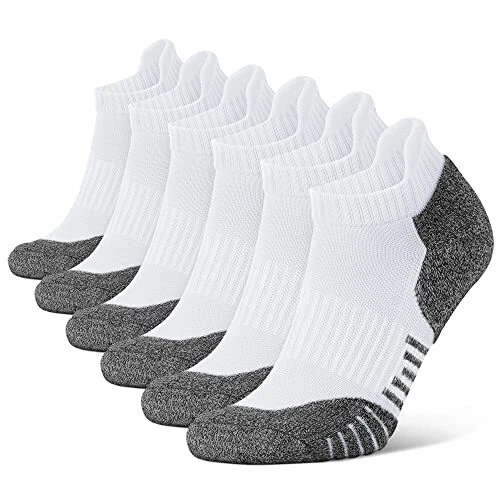 Running Ankle Socks for Men and Women 6 Pairs Cushioned Anti-Blister Cotton