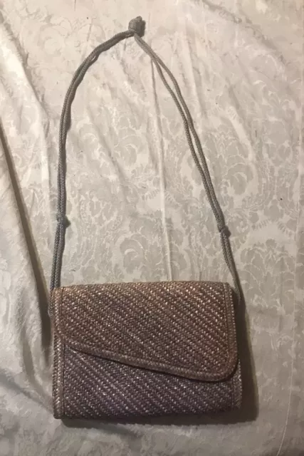 Etienne Aigner LEATHER Woven Straw HANDBAG PURSE Shoulder BAG Handbag Vegan
